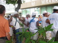 small street gathering for carnivale.